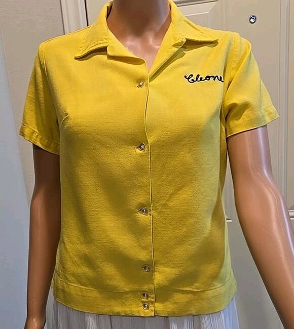 Mr. Mort Tops - Vintage Mr Mort's Bowling Shirt Yellow Size 36 B.I.T. Motor Co Embroidered #0419